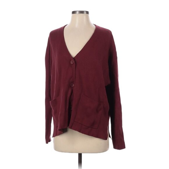Michael Stars Milano V-Neck Dolman Cardigan Pinot Red - Picture 4 of 12